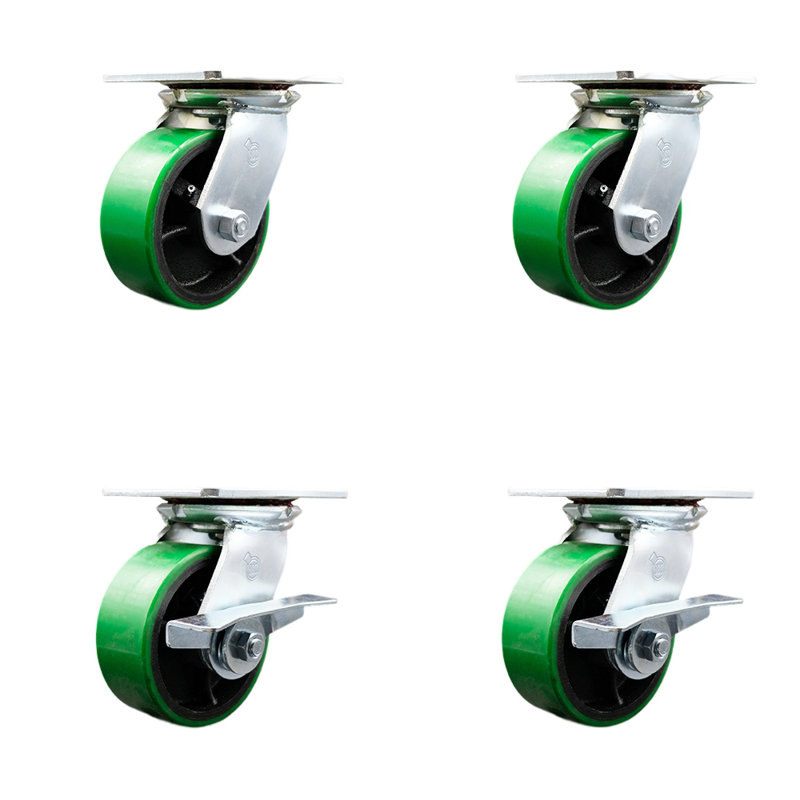 Poly on Cast Iron Caster, Green
