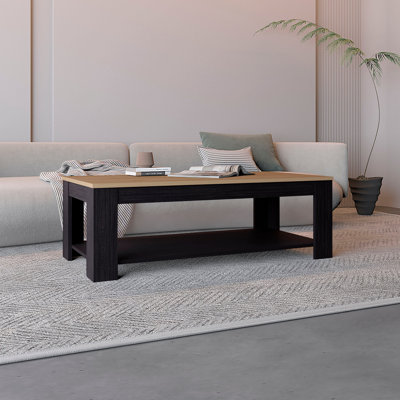 Table basse Cecil avec tablette de rangement ouverte pour le décor, design moderne pour le salon ou le salon