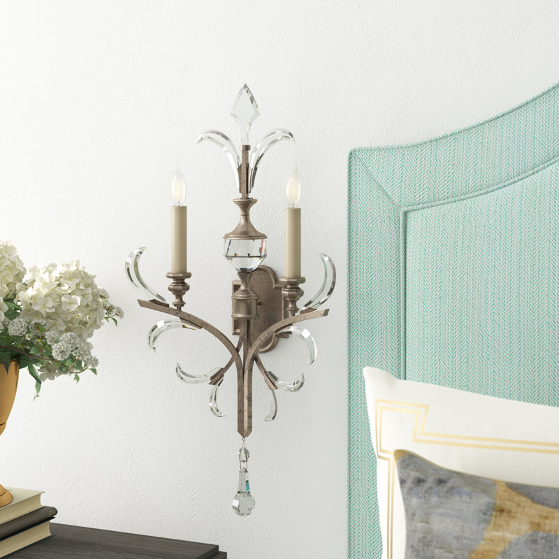 Beveled Arcs 2 - Light Candle Wall Light, Muted Silver Leaf