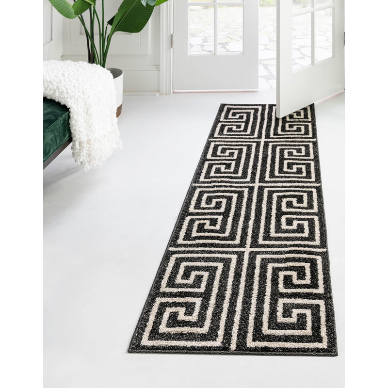 Barreto Performance Black/Beige Rug, Runner 2'7" x 10'