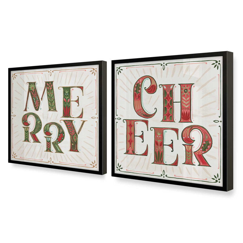 Merry Bright, ensemble de 2 reproductions d'art, 20 po x 20 po, Noir satiné