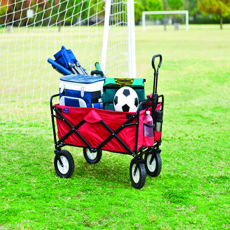 Red Steel Frame Collapsible Outdoor Utility Wagon