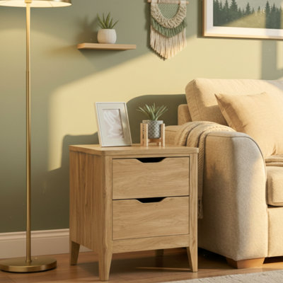 Haven 2 Drawer Nightstand, Bedside Table with Storage Drawers, Night Stand for Bedroom, End Table or Side Table for Living Room, 15.7" D x 18.7" W x 21.7" H