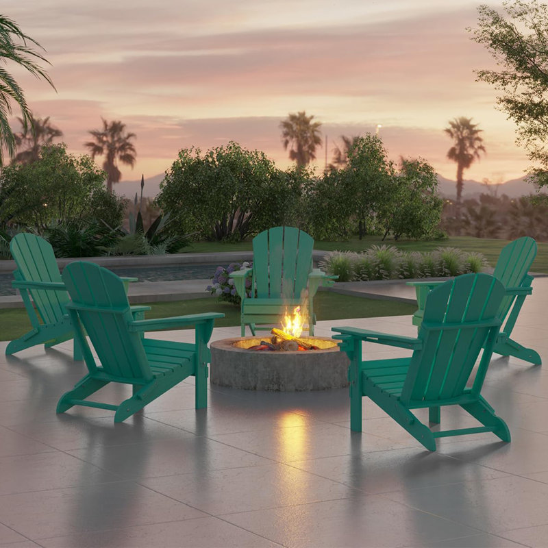 Chaise Adirondack pliante en PEHD pour patio, Bleu lac