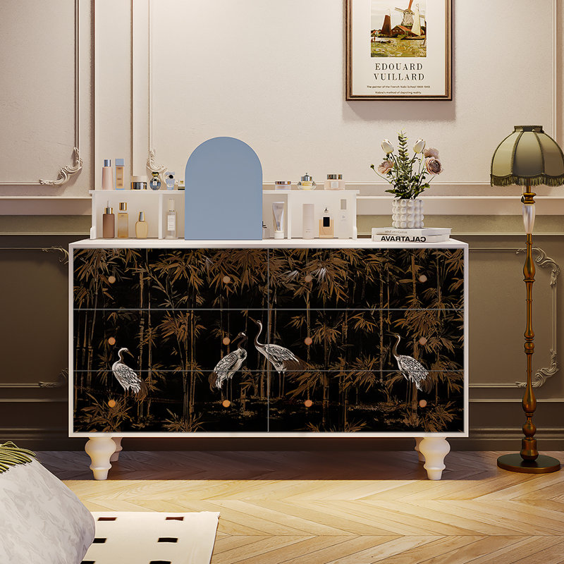 Buffet de rangement à six tiroirs, Blanc