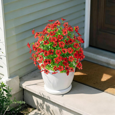 Fleurs artificielles kbndieu violet pour l'extérieur avec épi de sol, arbustes de verdure artificiels résistants aux rayons UV, buissons de plantes florales réalistes pour la maison