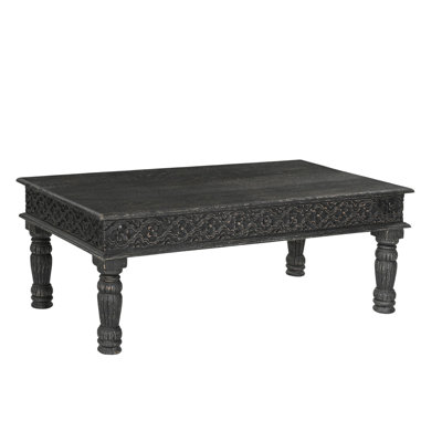 51" Black Solid Wood Distressed Coffee Table