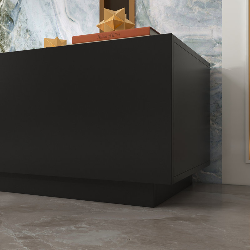 109'' W 2-Drawer TV Stand Media Console, Black