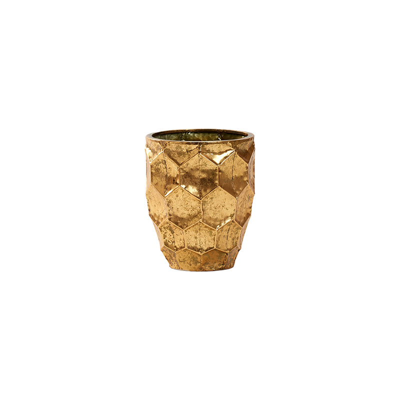 Small Gold Metal Turtle Shell Planter, 11.5" H x 9.8" W x 9.8" D