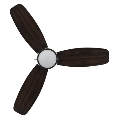 52" DC Motor Pull-chain 3 Reversible Blades Ceiling Fan with Light, Downrod, and Golden Trim