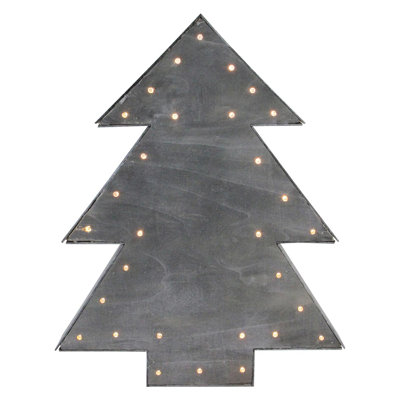 Décoration de table d'arbre de Noël 19,75 po gris pré-éclairé