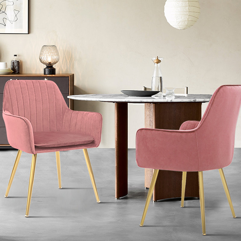 Jevita Velvet Arm Chair, Set Of 2, Pink