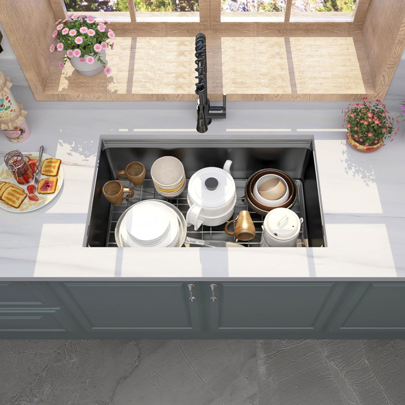 Évier de cuisine 32 encastré 32 pièces en acier inoxydable - 32 x 19 po, évier de cuisine encastrable en acier inoxydable de calibre 16 et fait à la main avec un rayon R10 de 10 po de profondeur et accessoires