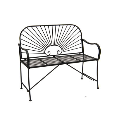 XBrand 44"L Iron Sun-Patterned Seat for Two Indoor/Outdoor Bench, Durable Patio Bench by XBrand