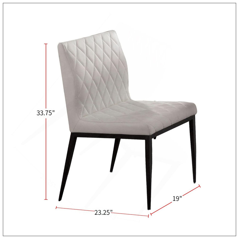 Chaises d'appoint en similicuir ivoire avec structure en métal noir, siège rembourré et design contemporain pour une salle à manger élégante