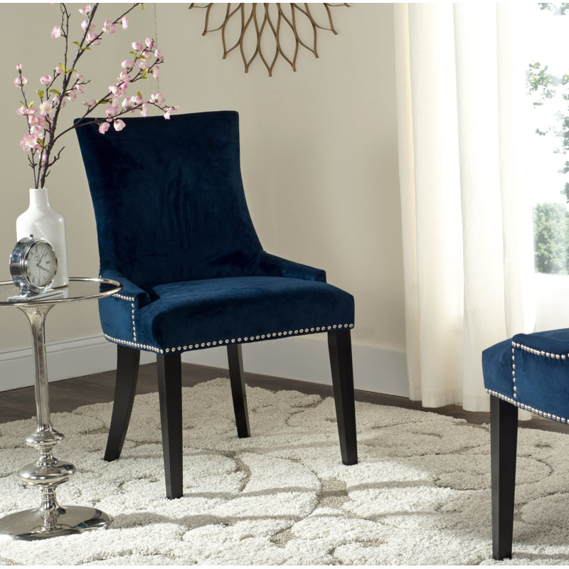 Gallager 19.5'' H Upholstered Parsons Chair, Navy Cotton, 2