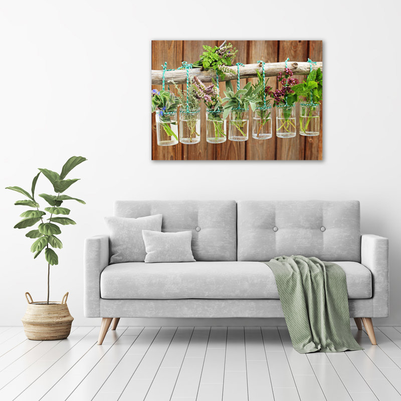 Herbs In Jars - Wrapped Canvas Print