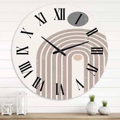 Abstract Rainbow Sun and Moon In Earth Tones I - Modern wall clock