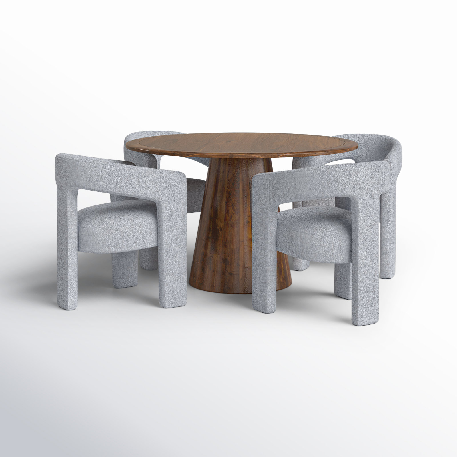 Darlington 5-Piece Dining Set, Gwen Blue Microsuede, Walnut