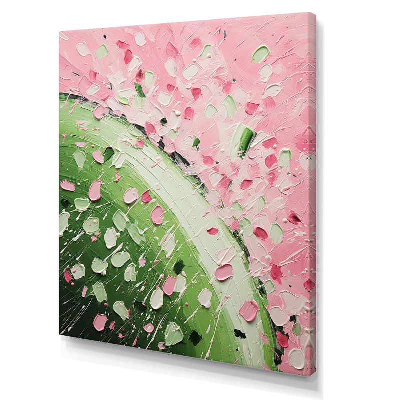 «Green and Pink Brush Melon Bounty IV - Melon», art mural, H 20 po x l 12 po x P 1 po