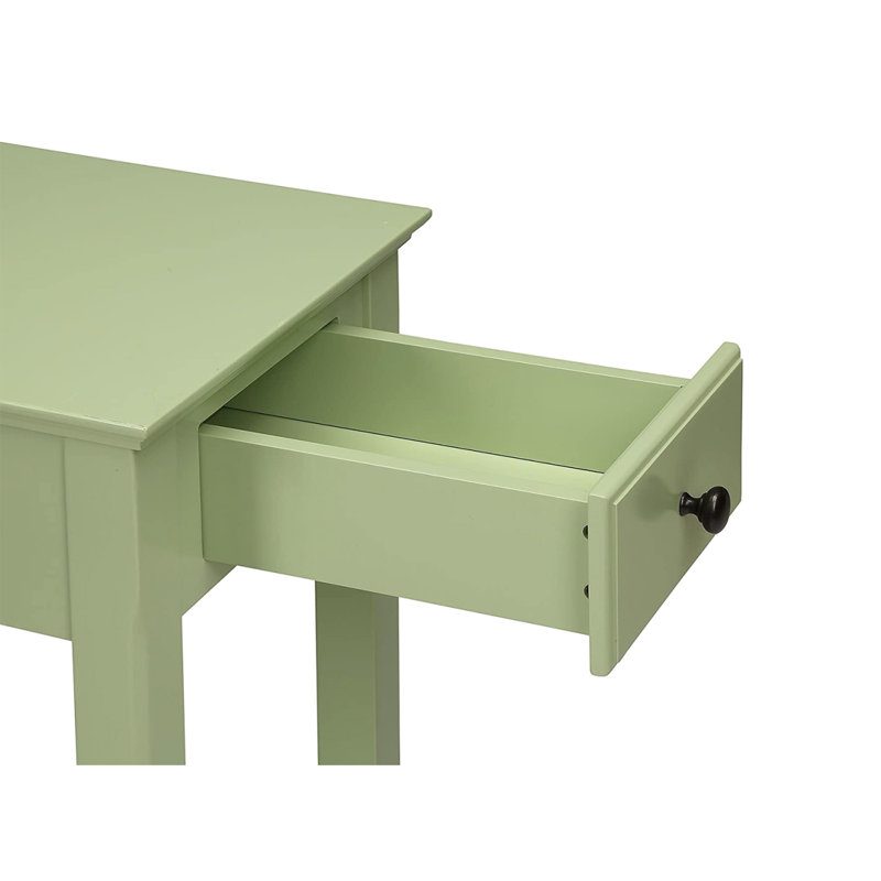 Plateau rectangulaire en bois avec un tiroir, vert clair, Vert clair
