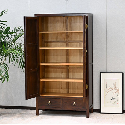 Chinese-style fully solid wood carved shoe cabinet