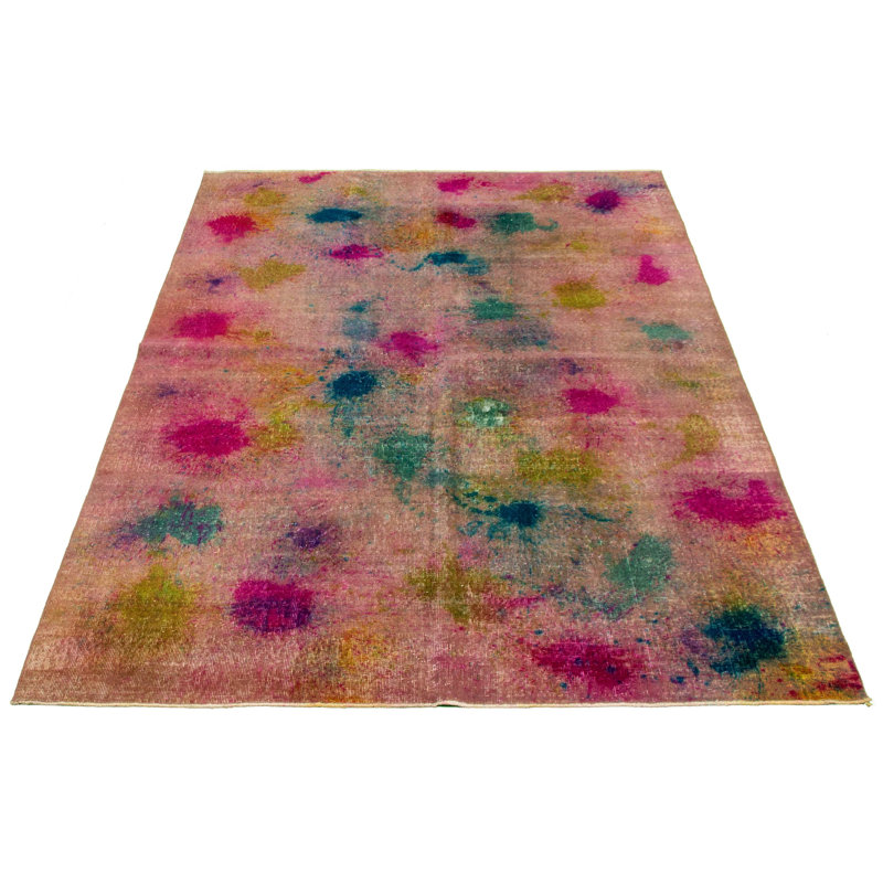 Tapis décoratif en laine de conception unique noué à la main des années 1980 6 pi 4 po x 9 pi 5 po Derriana