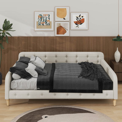 Cheve Queen Size Upholstered Daybed with 4 Support Legs