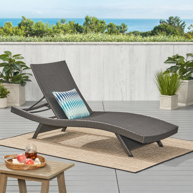 Blaise Outdoor Wicker Chaise Lounge, Gray, 2