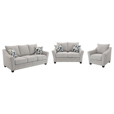 Latte 3-Piece Chenille Upholstered Sofa Set