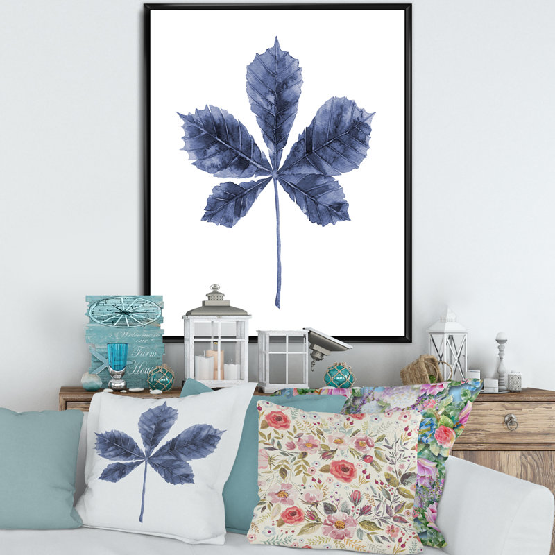 Feuille de châtaignier - reproduction sur toile avec cadre flottant, H 40 po x l 30 po x P 1,5 po, Cadre noir