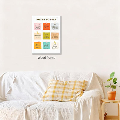 Notes To Self Motivational Quotes Wall Art Mental Health Canvas Poster 12X16 inch Framed Modern Colorful Inspirational Prints for Office Home Living R