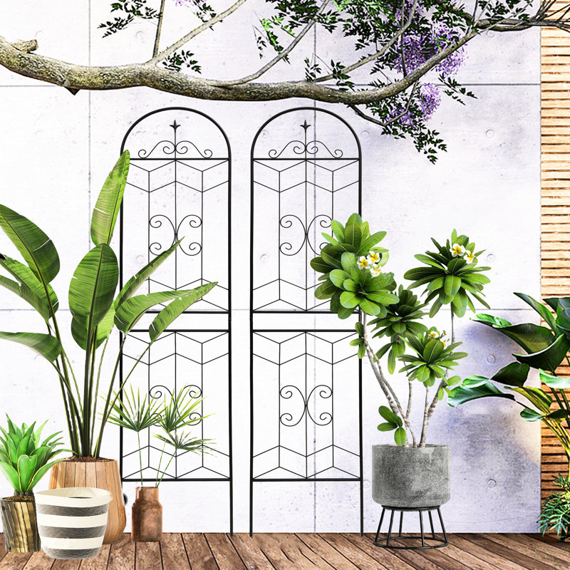 Paquet de 4 treillis de jardin en métal de 86,7 po x 19,7 po, antirouille pour, fleur de jardin, noir, facile à monter, treillis 4 19,7 po, rouille matinale, florissant, simple