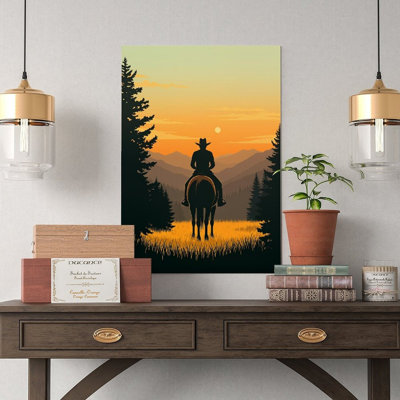 Canvas Wall Art Western Cowboy Sunset Canvas Poster Vintage Poster Print Home Decor