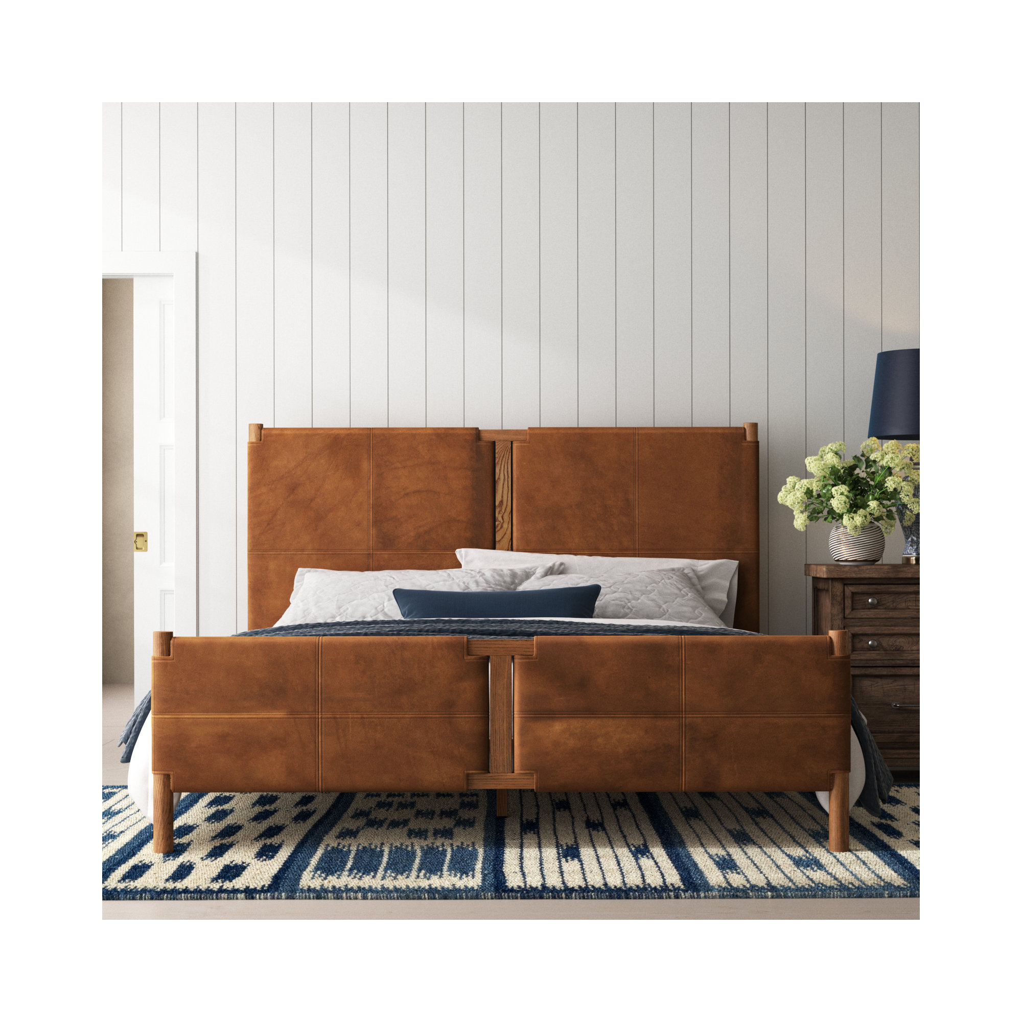 Sunita Leather Bed, Heirloom Sienna, Queen