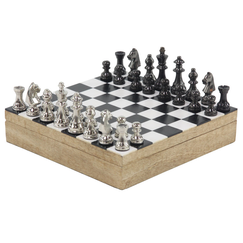 Échiquier en bois de manguier traditionnel Parkison, H 13 po x l 5 po x P 6,9 po