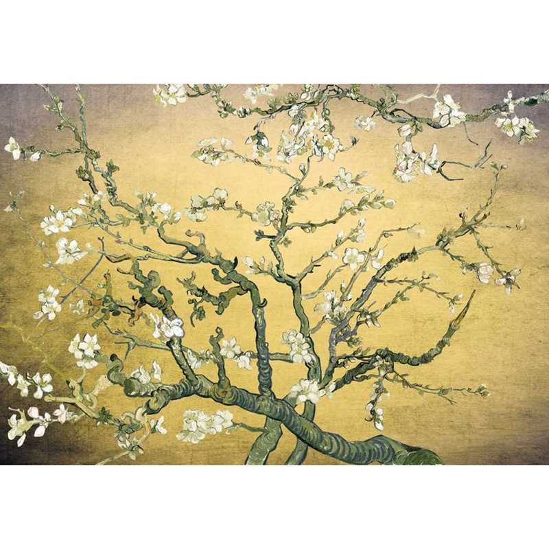Almond Blossom Vincent Van Gogh, Floral Mural, Vintage Boho Removable Contact Paper, 144" W x 100" L, Jaune / lavande