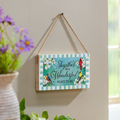 Pollinator Garden Decor, Hanging Sign, Birds, 11" L x 6" H