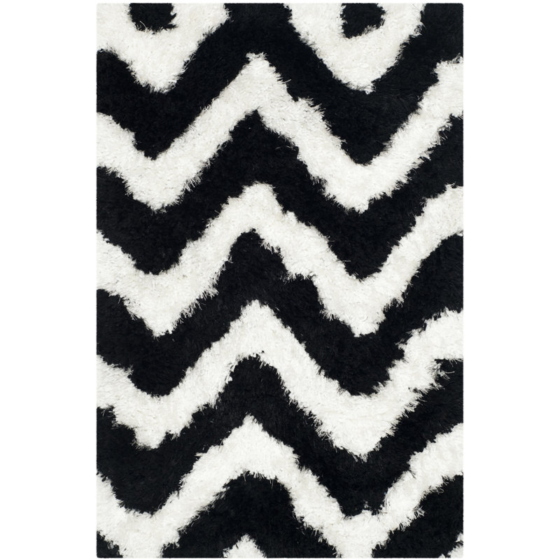 Barcelona Shag Hand Tufted Performance Chevron Rug, Rectangle 3' x 5'