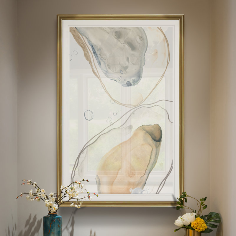 «Ocean Oysters IV», reproduction sur toile, H 22,5 po x l 30,5 po , Doré, Impression encadrée