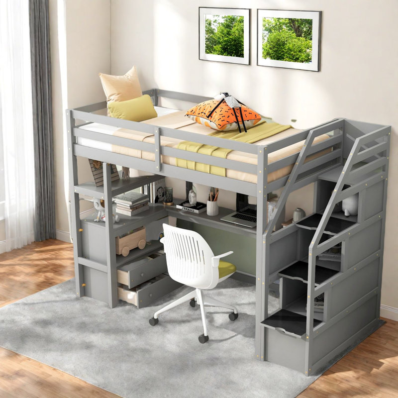 Lits simples multifonctionnels avec rangement, bois de pin massif, conception de maison moderne