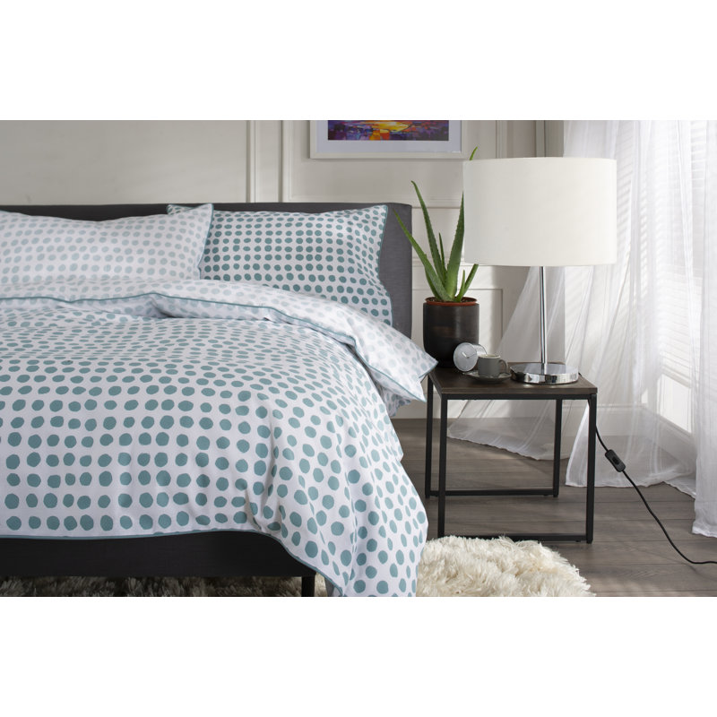 Dots Duvet Cover Set, Blue, Double - 2 Standard Pillowcases