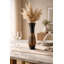 Vase en bois polyvalent brun et noir sculpté à la main