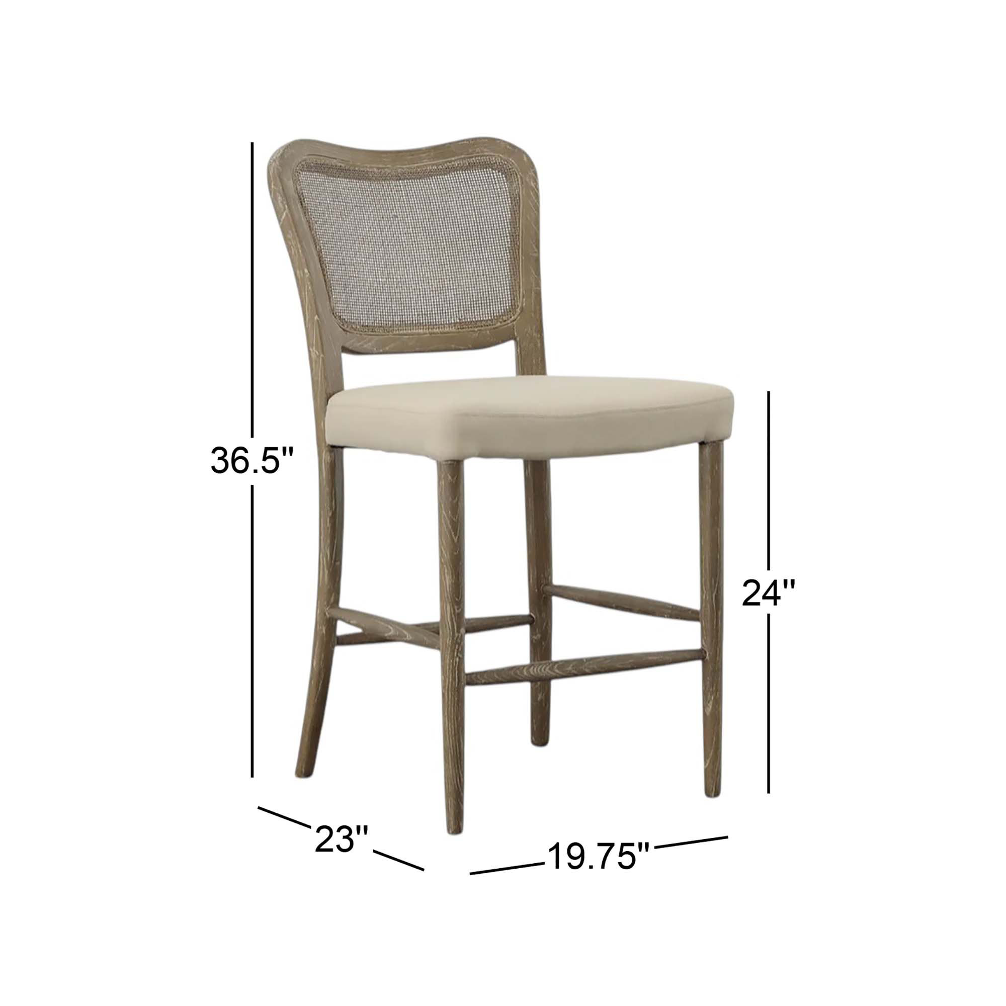 Upholstered Counter Stool with Solid Wood Frame