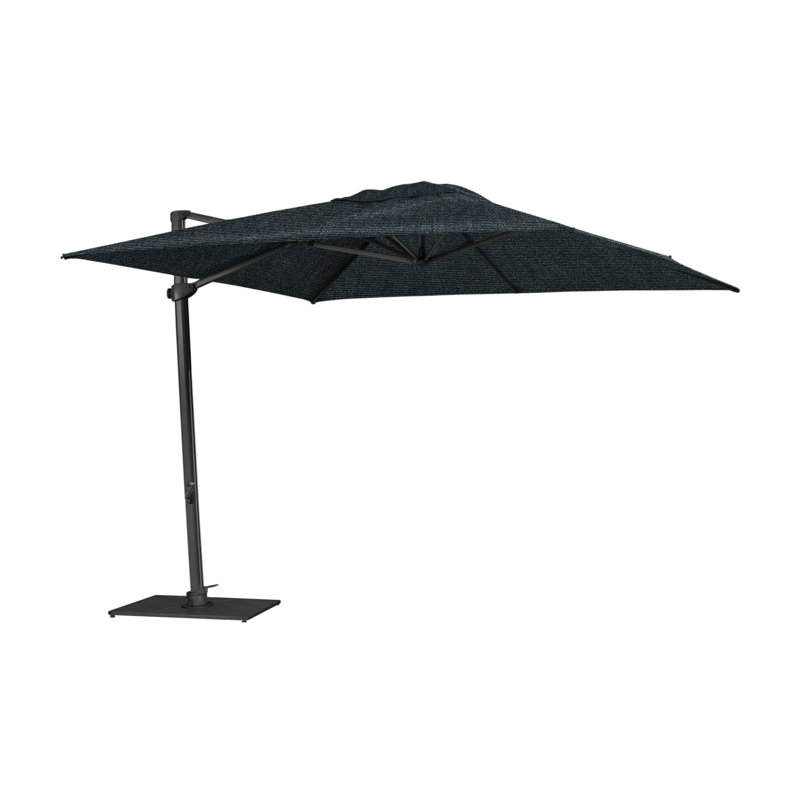Pavone 10' x 13.1' Rectangular Cantilever Umbrella (Grip Handle), Black, Double Stack Plate - Large, Pewter