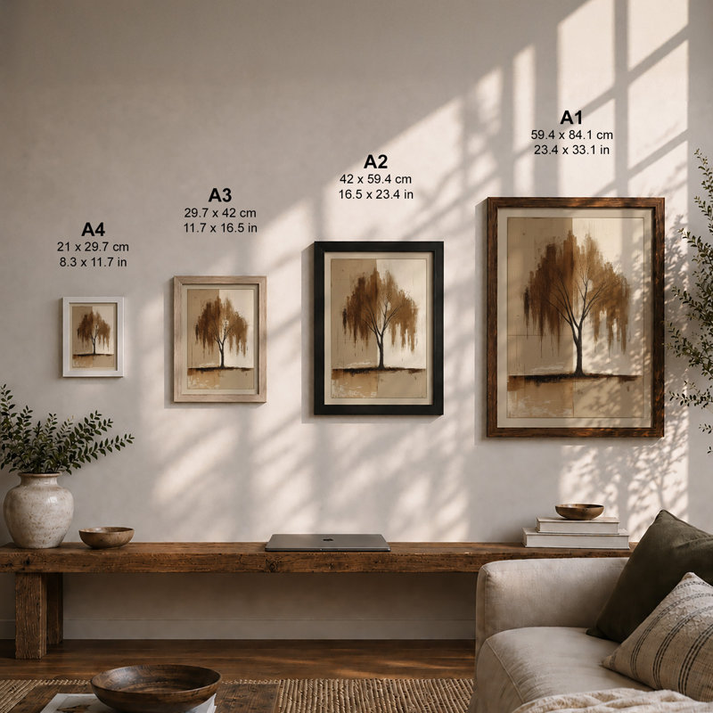 Weeping Willow Minimalist - Framed Print, Walnut, A1 - 84.1 x 59.4 cm