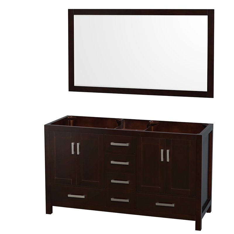 Sheffield 59" Double Bathroom Vanity Base Only, Espresso