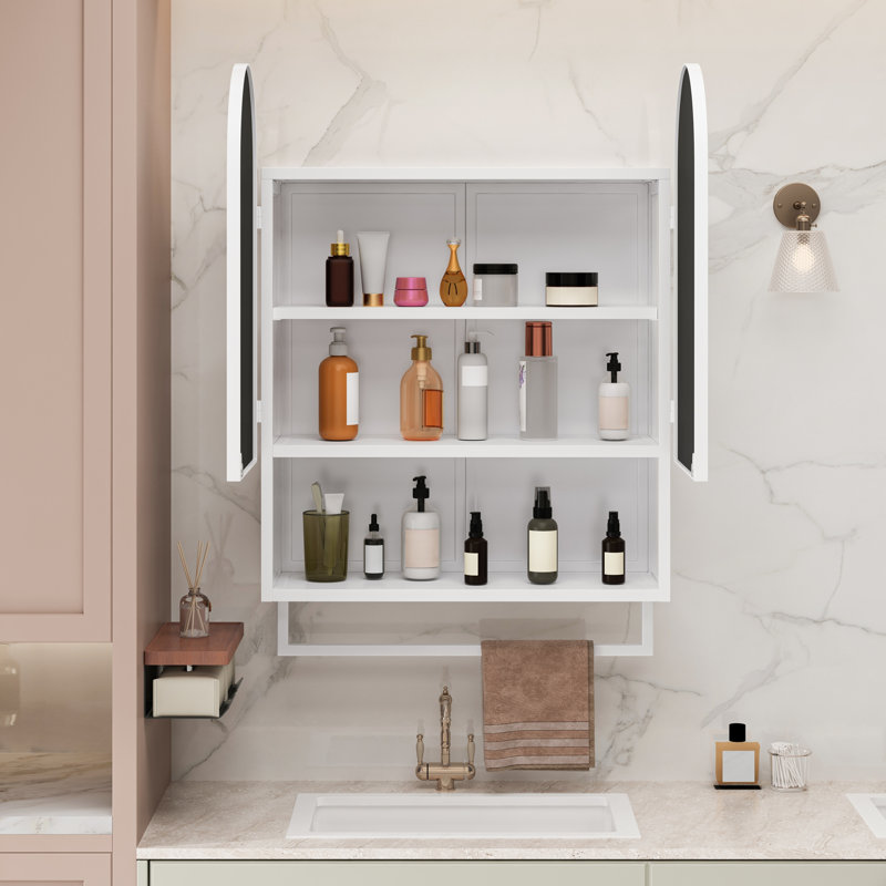 Armoire à pharmacie 23,62 "moderne à double arche et 2 portes, Blanc