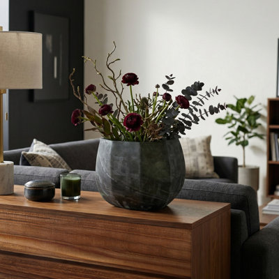 Grand vase rond en verre à motif géométrique pour décoration intérieure