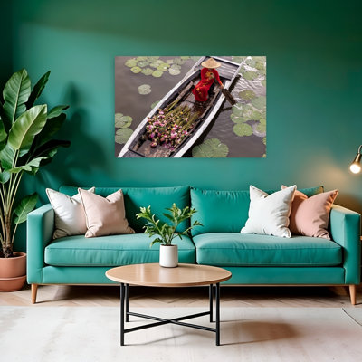 Lotus Flower Boat Contemporary Wall Art Print